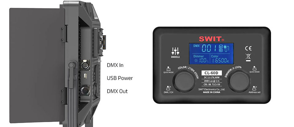 SWIT CL-60D Локальное и DMX512 управление